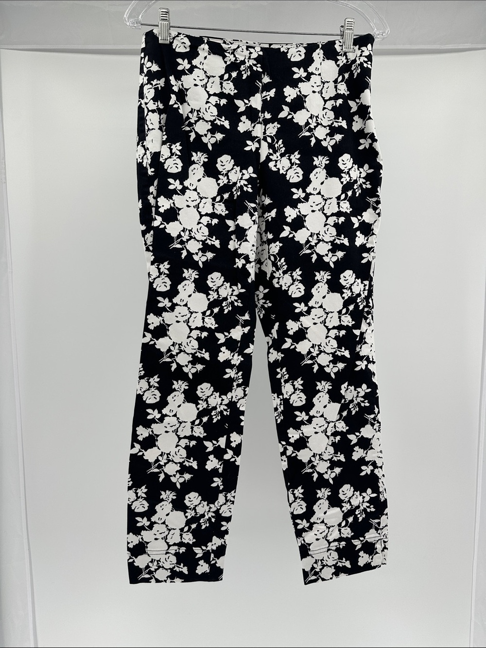 Charter Club Black and White Floral Straight-Leg Pants